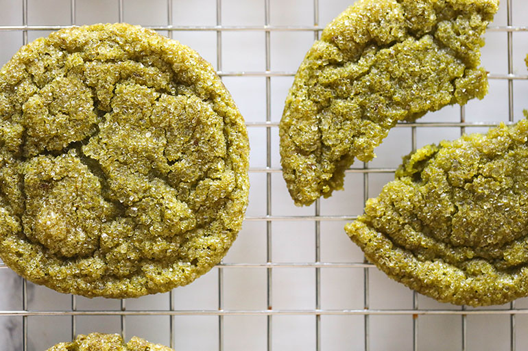 Vegan Matcha Sugar Cookies on wire rack