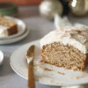 Vegan Gingerbread Loaf Cake on white plate