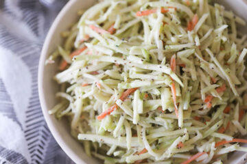 Vegan Coleslaw in white bowl